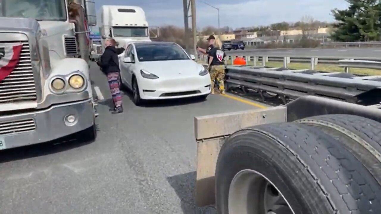 Tesla Driver Stopped by The People's Convoy - March 19th 2022