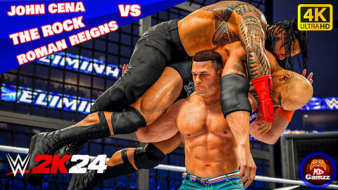 WWE 2K24 - John Cena vs. Roman Reigns vs. The Rock at Elimination Chamber Match wwe