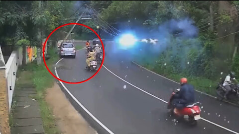 Road Accident Car hit on electric post - worst driving experience