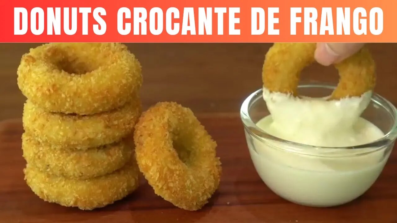 Receita de Donuts Crocante de Frango com Chesse e Molho de Alho.