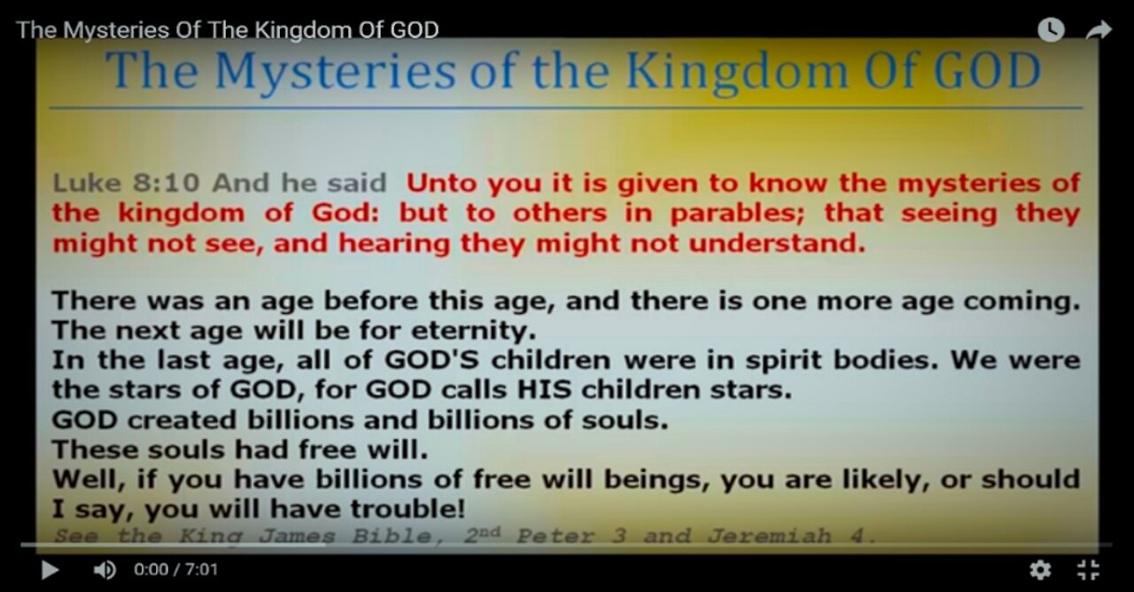 The Mysteries Of The Kingdom Of GOD