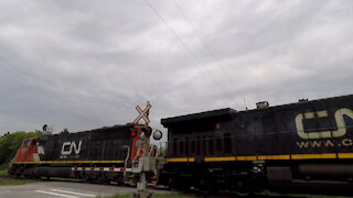 TRAIN 382 CN 5778 & CN 2200 Engines Manifest Train Easbound In Ontario