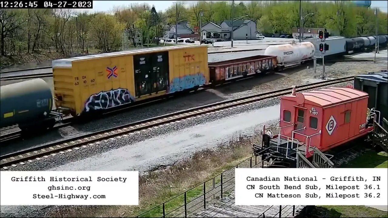 WB Manifest with 5 Blue CEFX Unit's in Griffith, IN on April 27, 2023