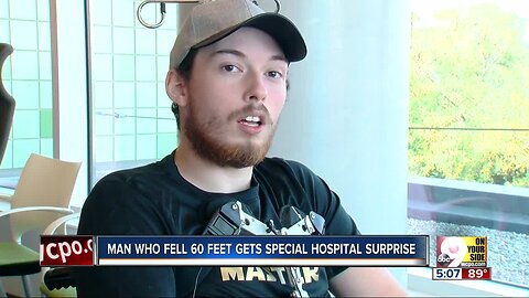 Man who fell 60 feet gets special hospital surprise