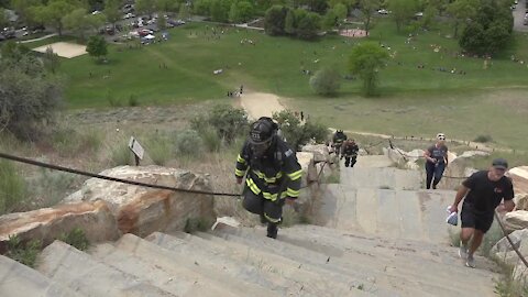 Boise Fire Department participating in LLS Firefighter Stairclimb at Camel's Back Park