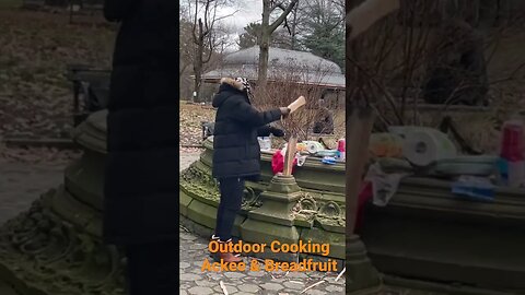 Cooking in the Outdoors #brooklynnyc #fortheloveofit #reggaemusic #italvital#Ackee #breadfruit 🥑🥙