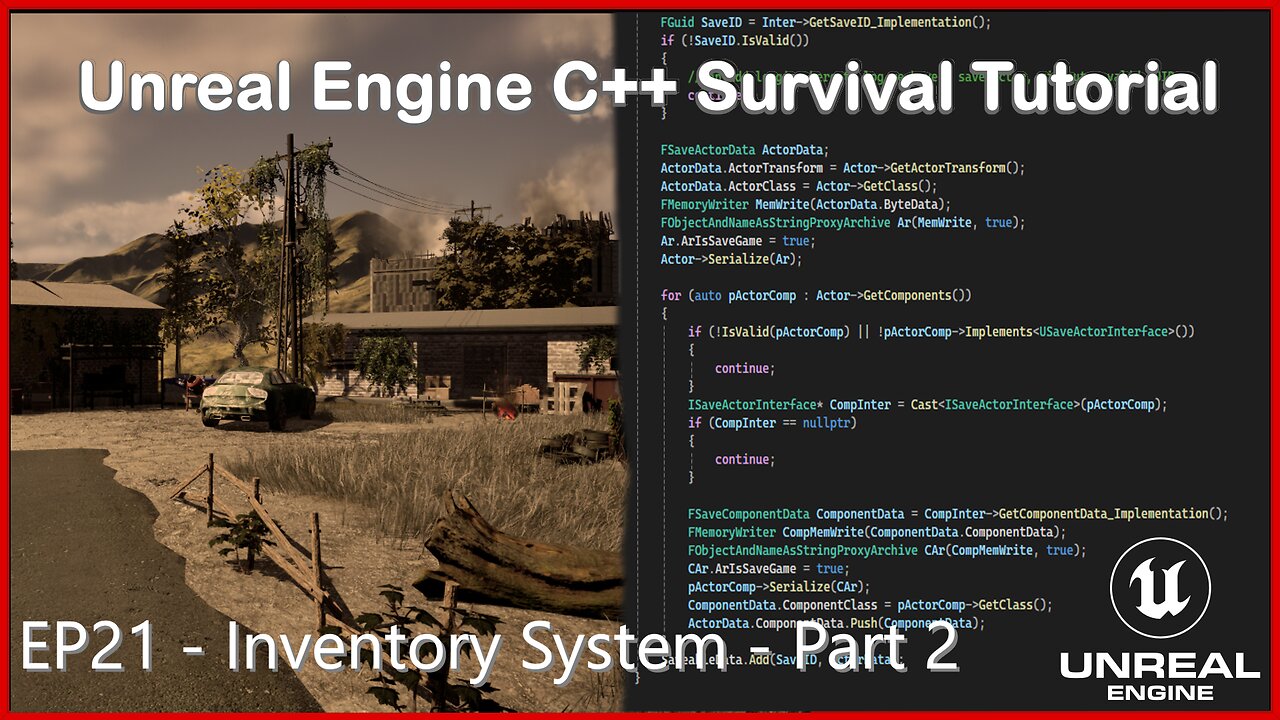 UE5 C++ Survival Game EP 21 - Inventory System - Part 2