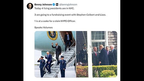 🤮🤮🤮 Obama follows Biden down the short stairs after landing in New York City for,
