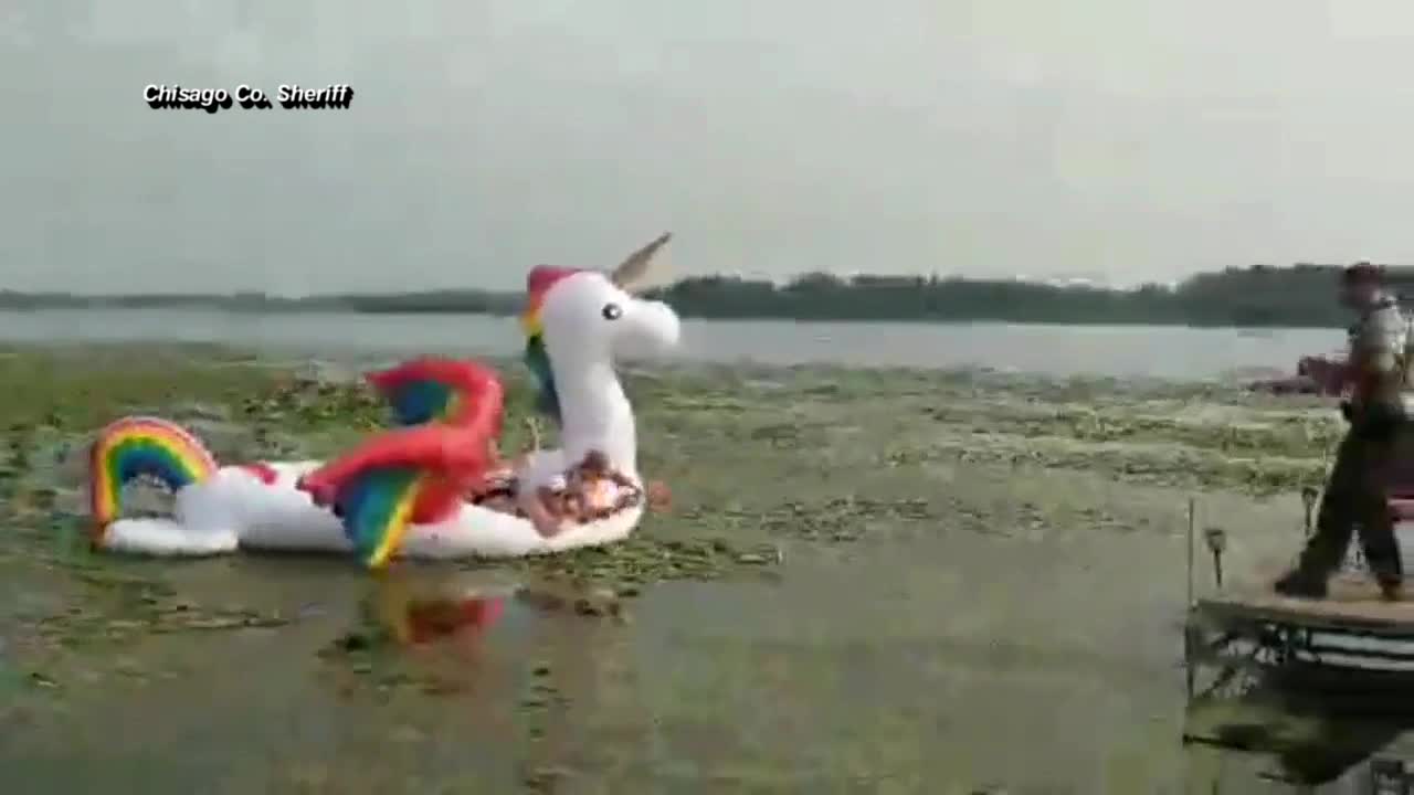 Group of women rescued from unicorn floaty