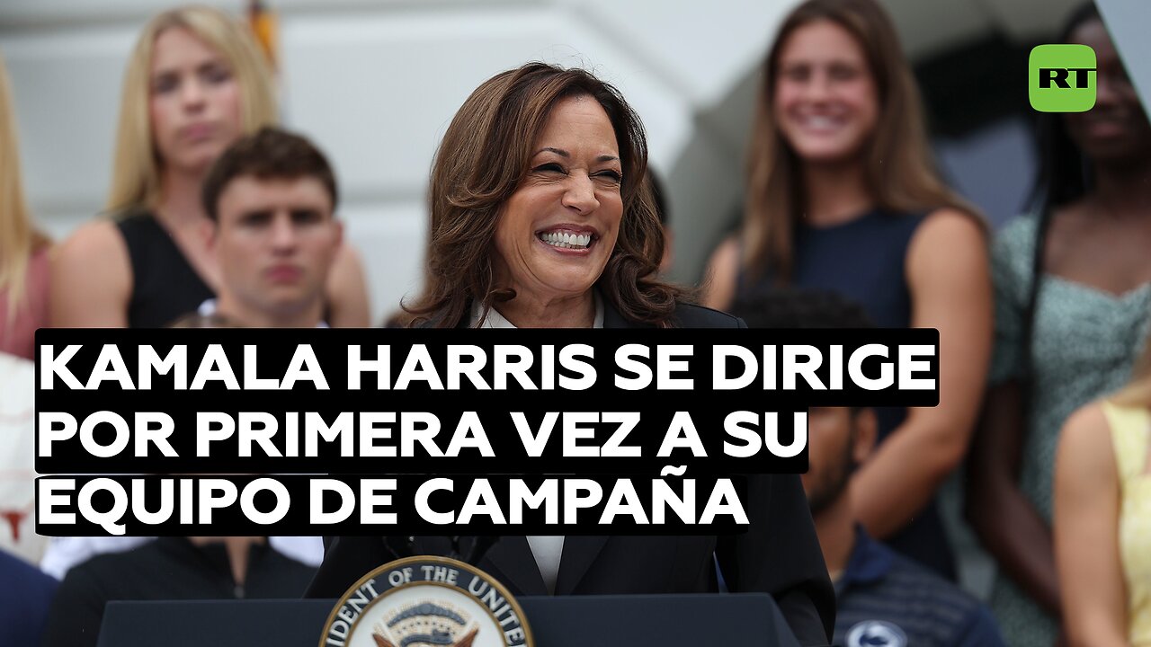 Kamala Harris se dirige por primera vez a su equipo de campaña y Biden se une por teléfono