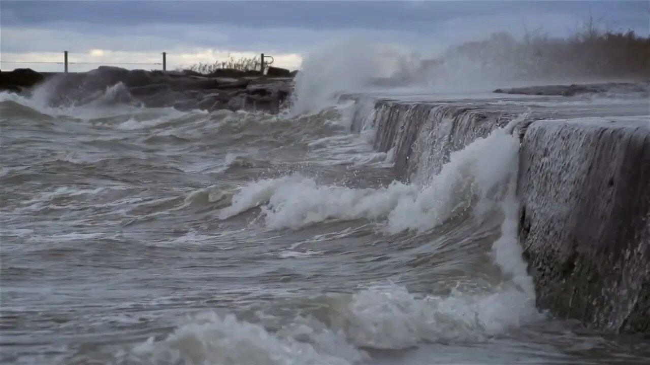 Beachfront B Roll Waves Crashing Wide Free to Use HD Stock Video Footage