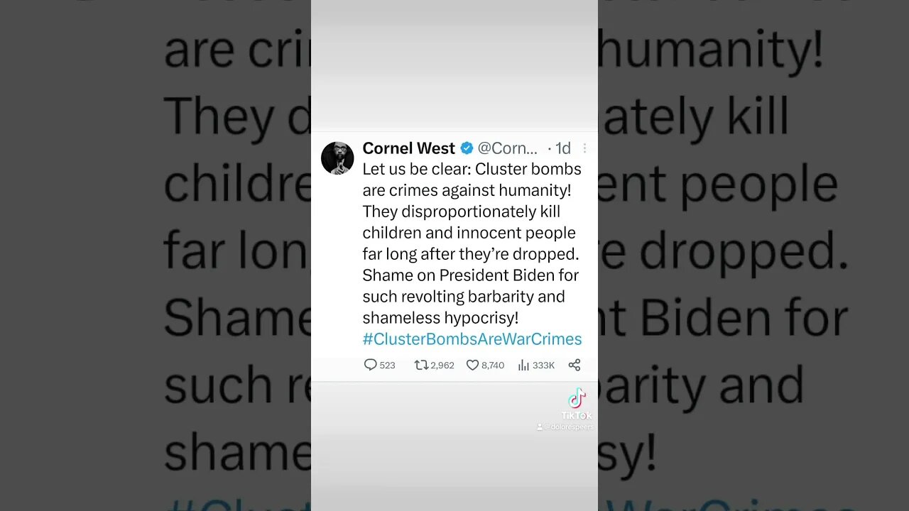 #cornelwest - #Cluster #Bomb #Ammo #WarCrime #Biden #USA #Russia #Ukraine
