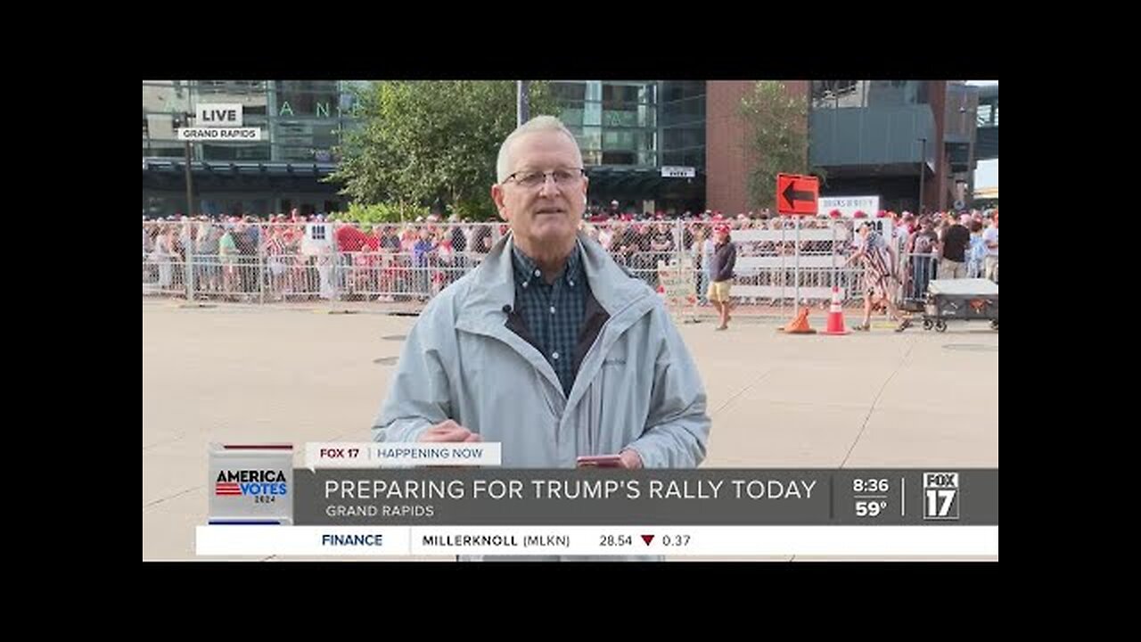 8:30A - Crowds gather ahead of Trump rally in Grand Rapids today