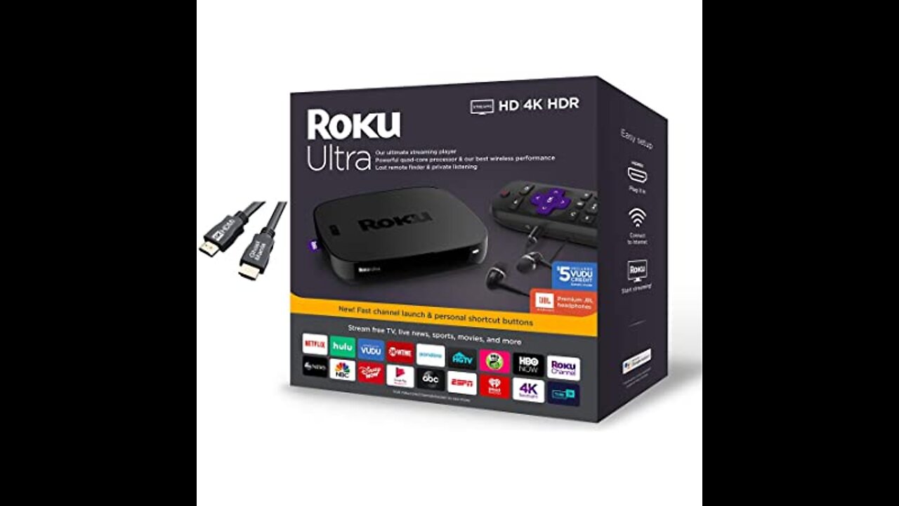 Roku Ultra Streaming Media Player 4KHDHDR with Premium JBL Headphones