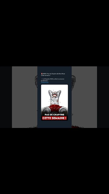 Pas de Chapitre de One Piece cette semaine ! ▫️Le Chapitre 1085 sortira la semaine prochaine !