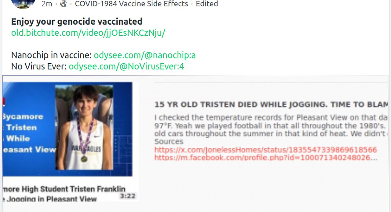 15 YR OLD TRISTEN DIED WHILE JOGGING. TIME TO BLAME THE HEAT!