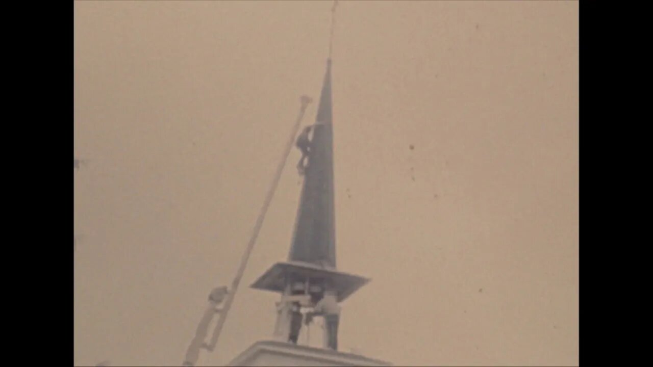 1972 Demolition of the Holy Family Church & Eric in back yard.