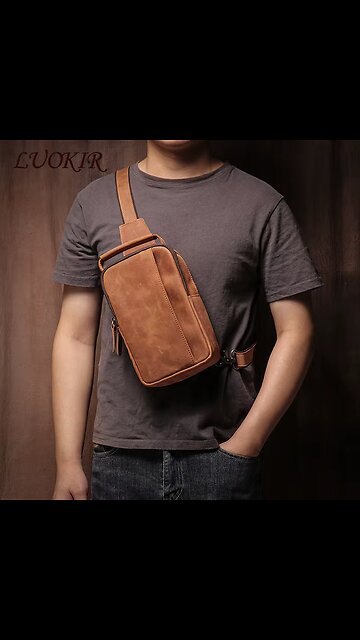 LUOKIR Real Leather Chest Bag For Men