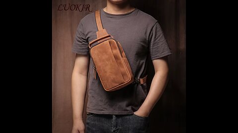 LUOKIR Real Leather Chest Bag For Men