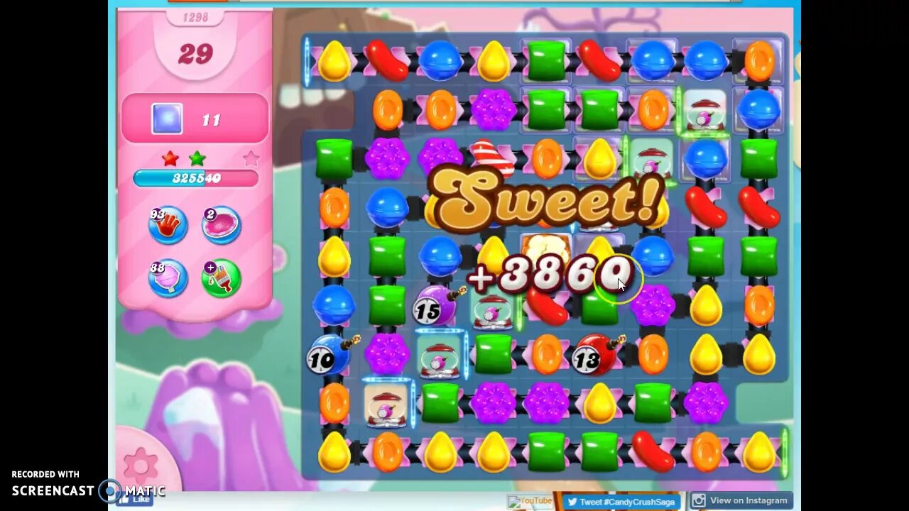 Candy Crush Level 1298 Audio Talkthrough, 2 Stars 0 Boosters