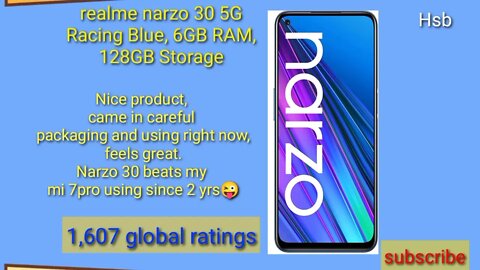 realme narzo 30 5G (Racing Blue, 6GB RAM, 128GB Storage)