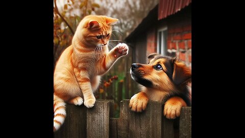 Draw a cat teasing a dog 😹😹