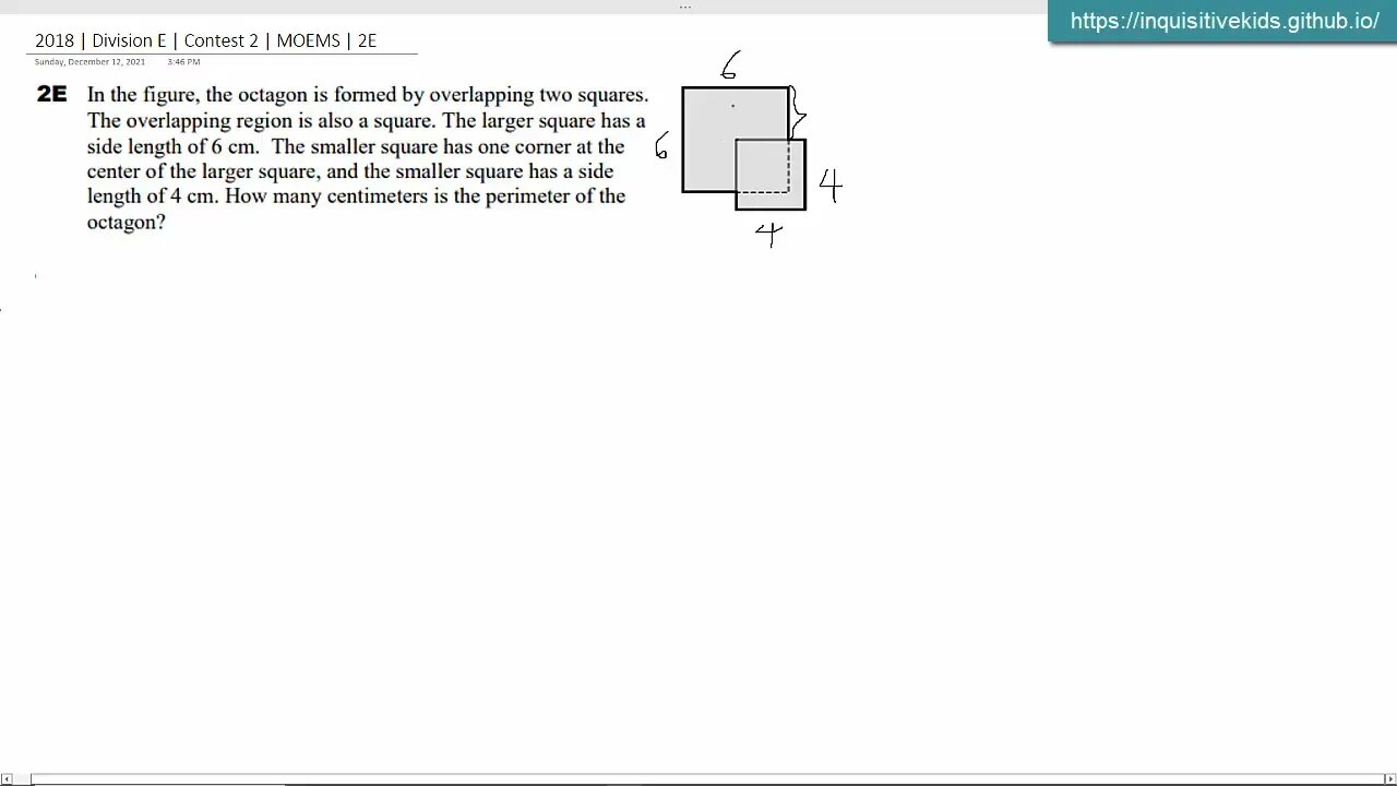 Math Olympiad for Elementary | 2018 | Division E | Contest 2 | MOEMS | 2E