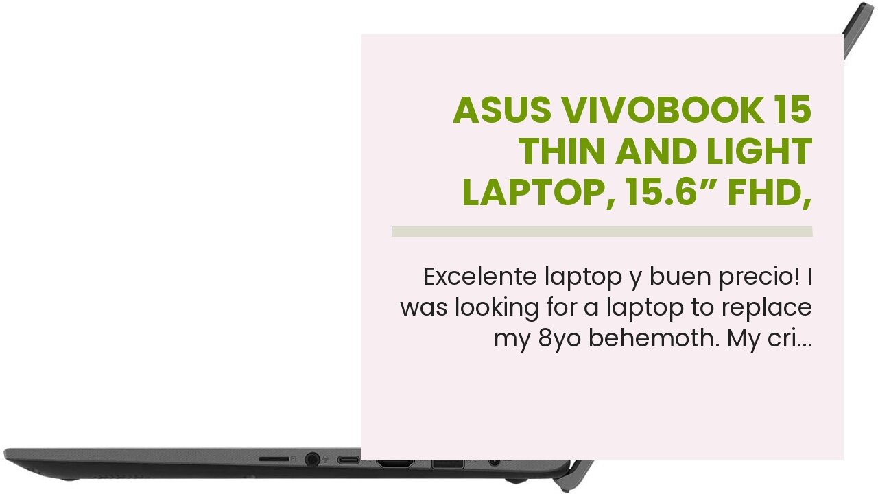 ASUS VivoBook 15 Thin and Light Laptop, 15.6” FHD, Intel Core i3-8145U CPU, 8GB RAM, 128GB SSD,...