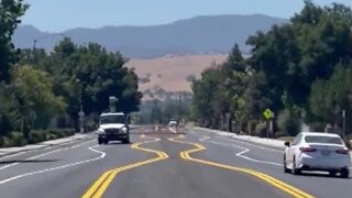 Oops: Newly painted lines create crooked road in Holiister