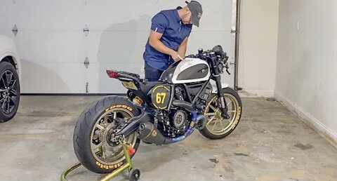 Ducati Scrambler vinyl wrap removal also more carbon fiber parts!