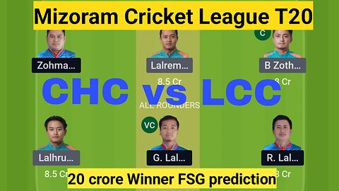 CHC vs LCC DREAM11 TEAM | CHC vs LCC Prediction | Mizoram Cricket League T20