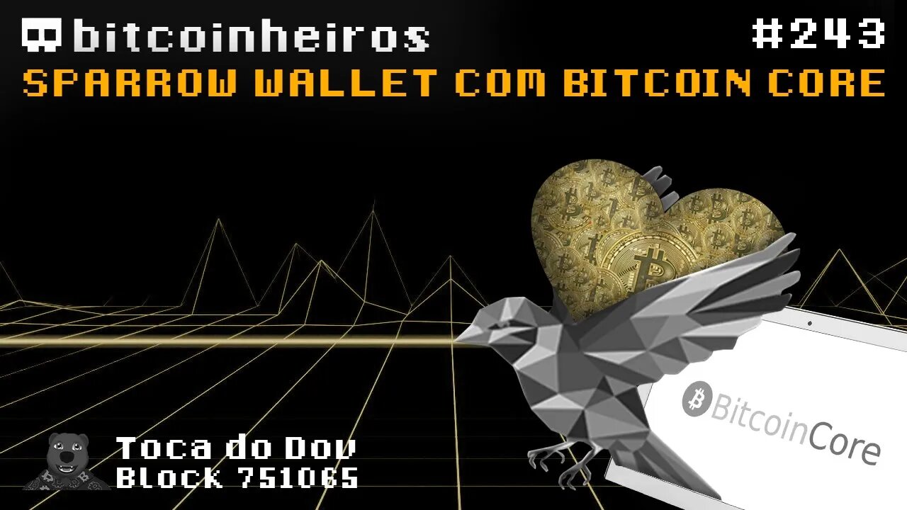 Carteira Sparrow Wallet com Bitcoin Core no Desktop