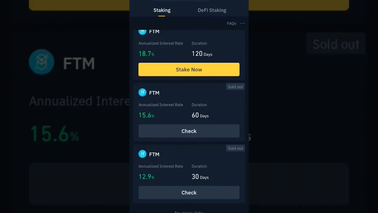 FANTOM TOKEN 4MONTH BINANCE STAKING REWARD #cryptoinvesting #cryptostaking #stakingrewards #staking