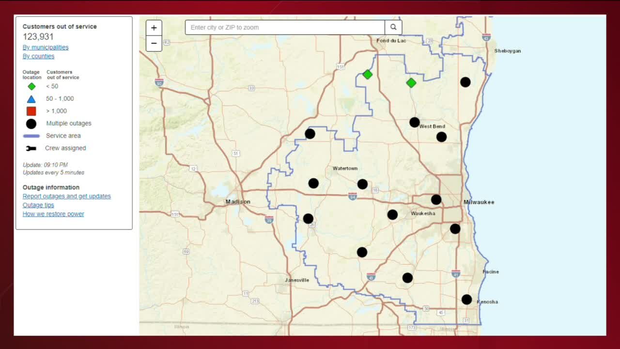 Outages: Thousands of Wisconsin residents without power, according to We Energies