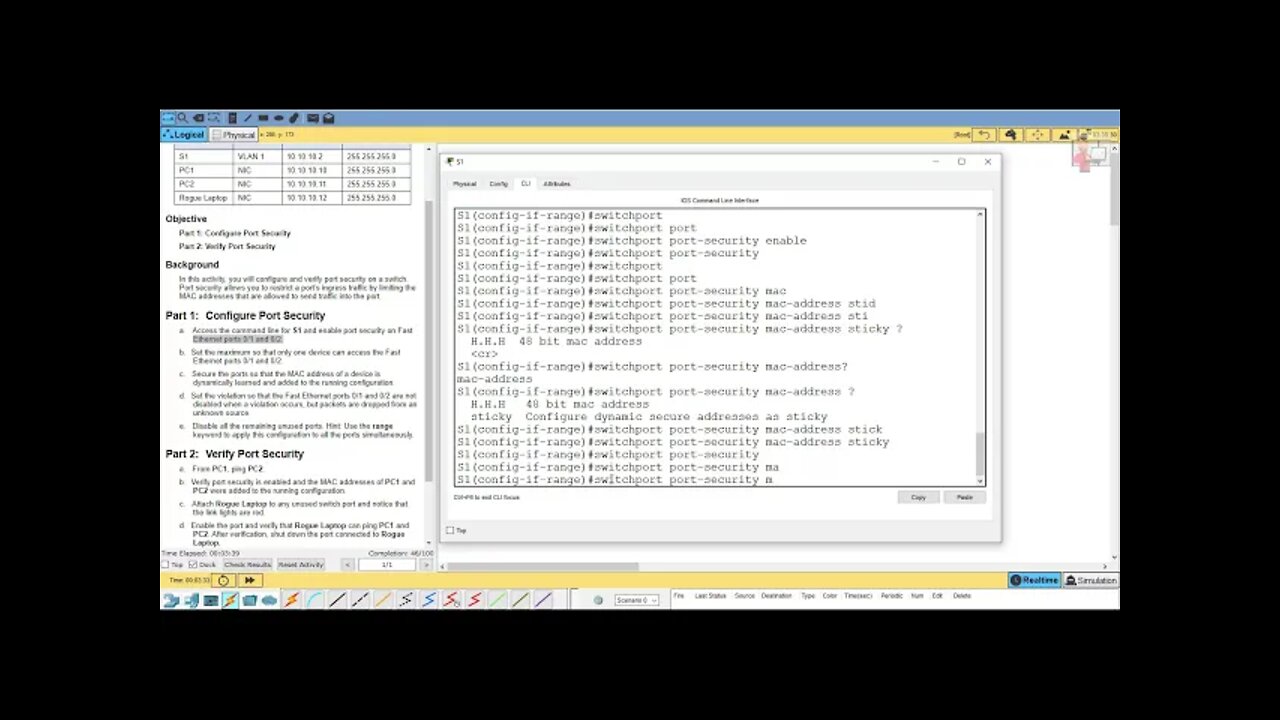 Lab3: How configure switchport Port security