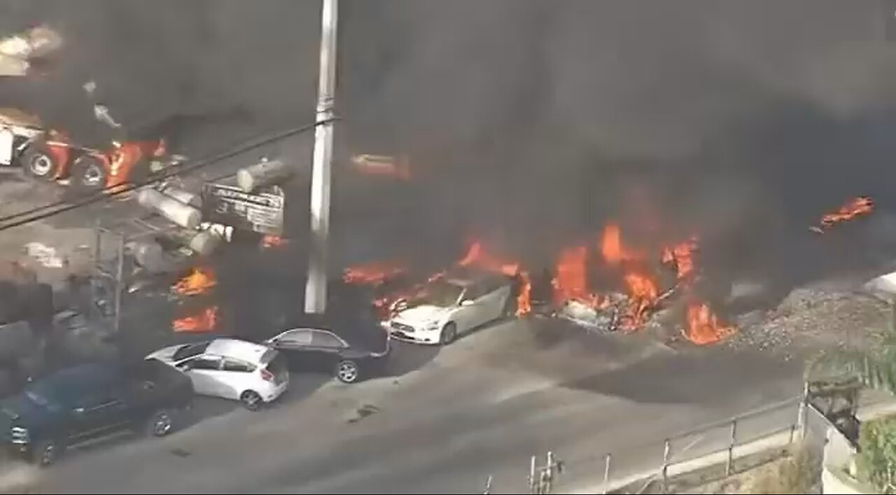 Massive Fire Engulfs Several Cars, Buildings at Industrial Site in Medley, Florida