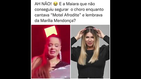 Cantora Maiara nao segura o choro ao cantar Música que lembra Marilia Mendonça