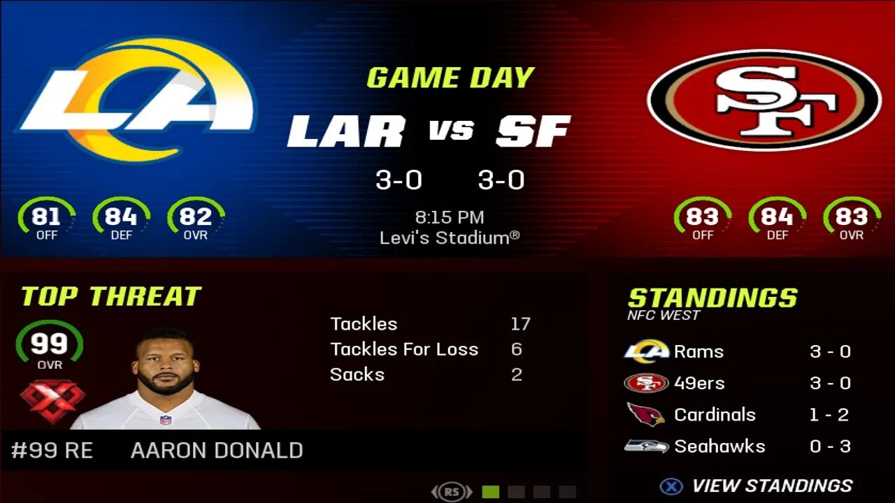 Madden 23 Game 4 49ers Cpu Vs Rams Cpu Franchise