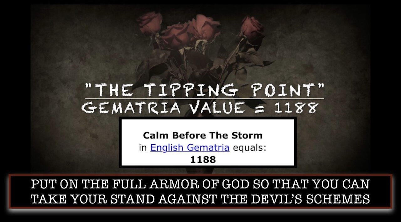 TIPPING POINT: "PUT ON THE FULL ARMOR OF GOD SO YOU CAN TAKE YOUR STAND AGAINST THE DEVIL'S SCHEMES"