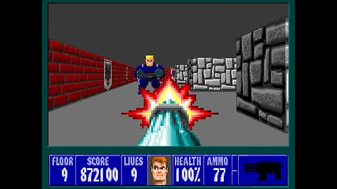 Wolfenstein 3D, DOS, 1992 - 100% Complete, Episode 1 Floor 9