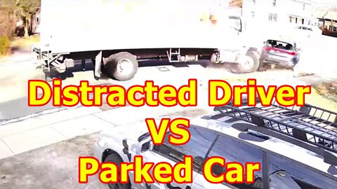 Distracted Truck Driver Hits Parked Car. — LAKEHURST, NJ | Car Accident | Footage Show
