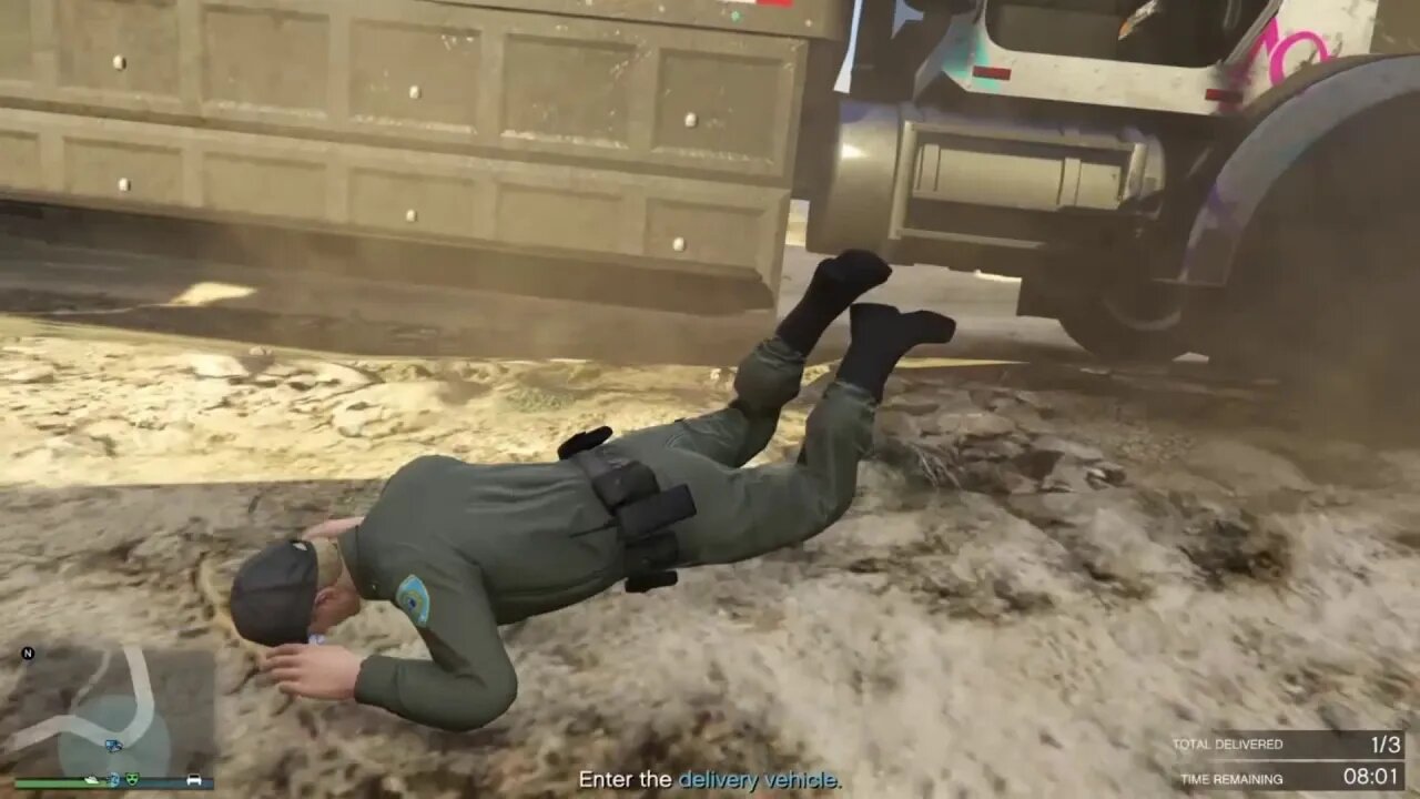 nice relaxing drive to factory & crashed the truck GTA V