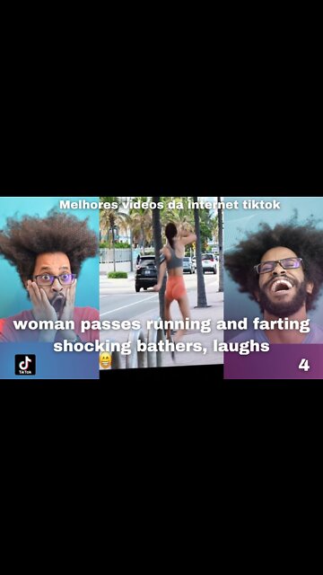street prank girl passes running and farting on the beach