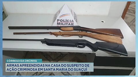 Córrego da Oncinha: Armas Apreendidas na Casa do Suspeito de Ação Criminosa em Sta. Maria do Suaçuí.