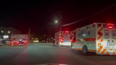 Ambulances lined up at hospital after car drives through Waukesha parade