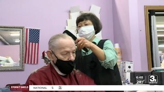 Longtime volunteer cuts hair at Timberlake Outreach Center