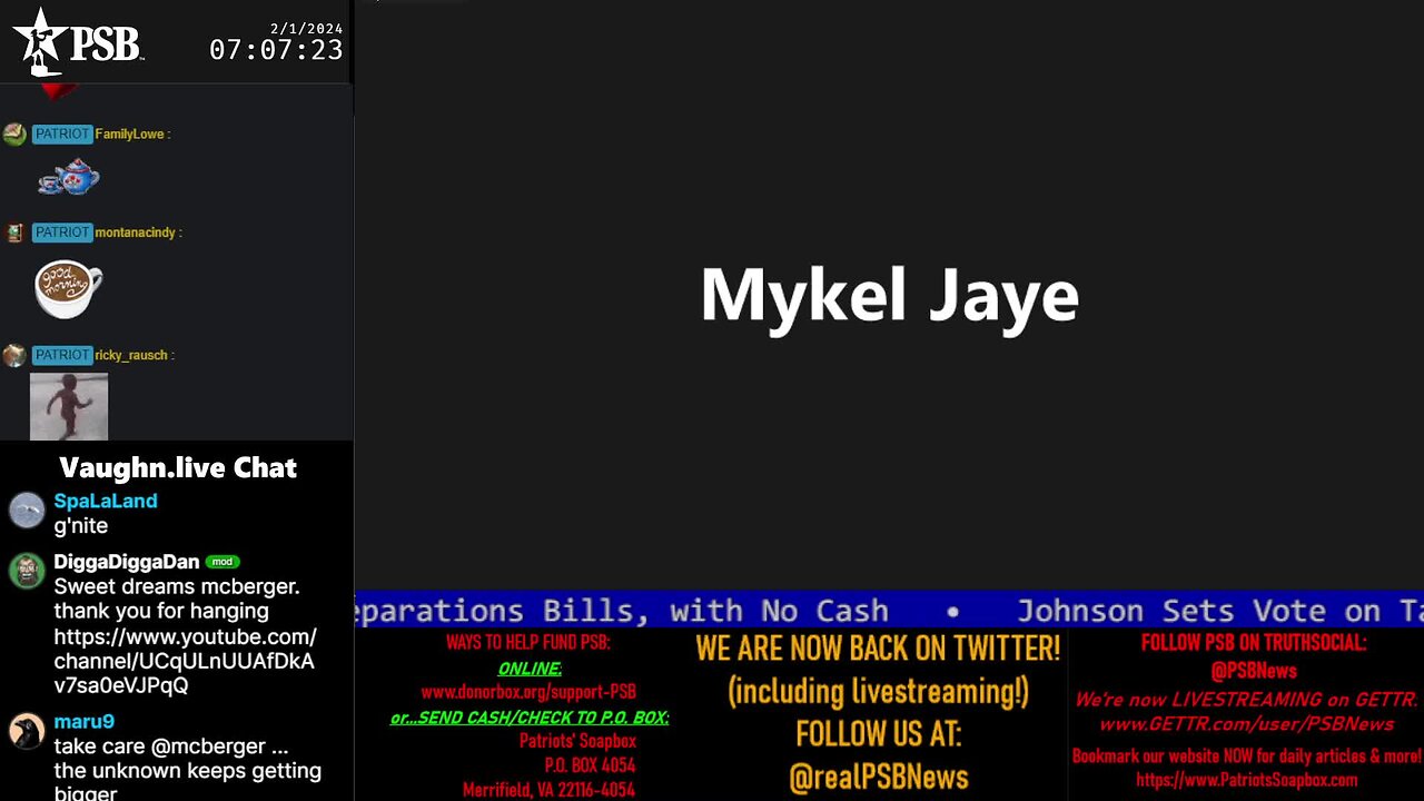 2024-02-01 07:00 EST - Patriots Soapbox AM: with MykelJaye, SkyeBreeze