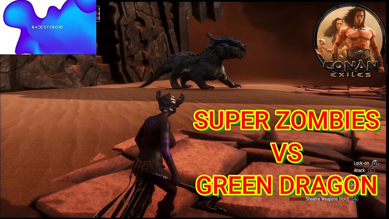 Conan Exiles Super Zombies vs Green Dragon Busty Boobs #Boosteroid #conanexiles