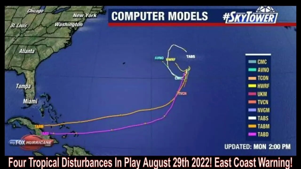 Four Tropical Disturbances In Play August 29th 2022! East Coast Warning!