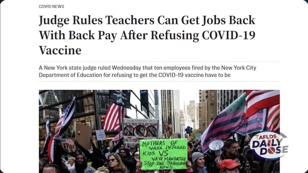 Judge: Employees fired by NYC DOE for refusing to get the C-19 JAB must be reinstated w' backpay.